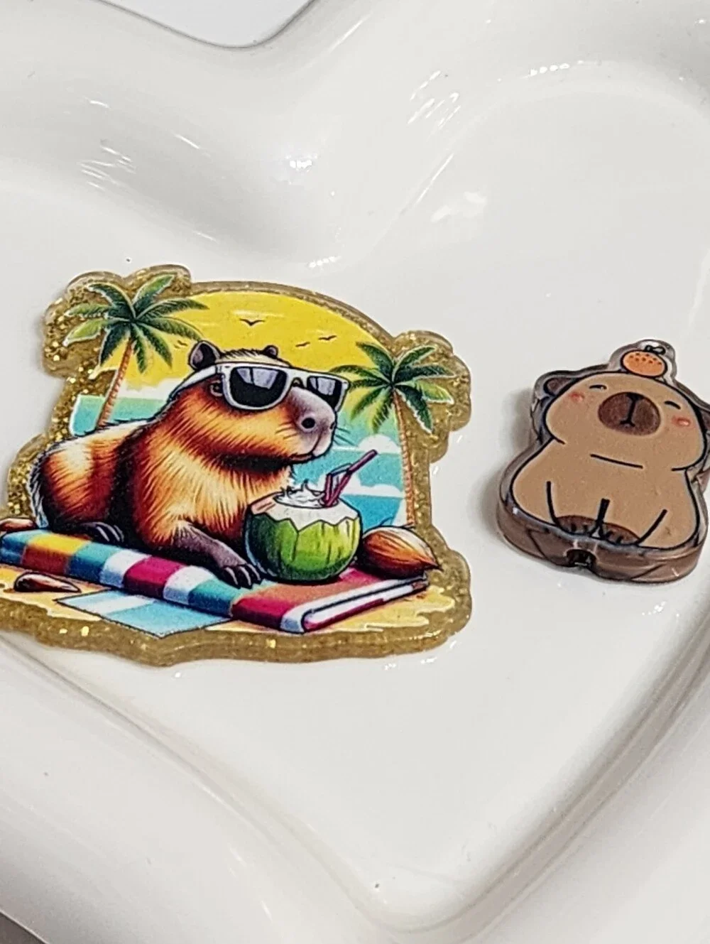 Capybara Beach‎ Flatback Focal Bead Badge Summer Beaded Pen Crafts Keychain Bag